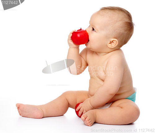 Image of Little child with apple