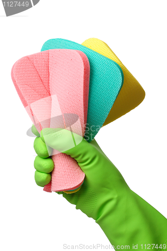 Image of Few washing sponges in hand