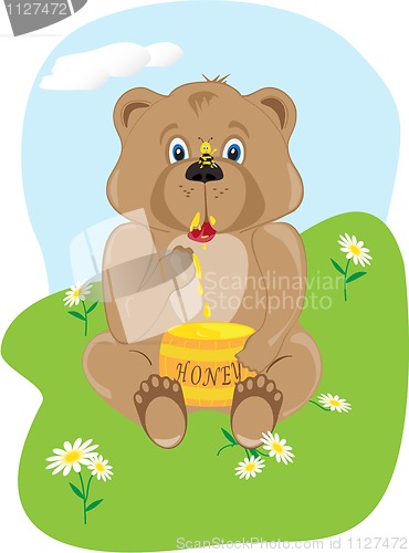 Image of Baby Bear Eating Honey