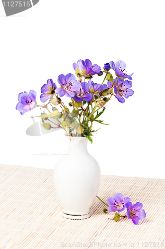 Image of Wild flowers in a vase, it is isolated on the white