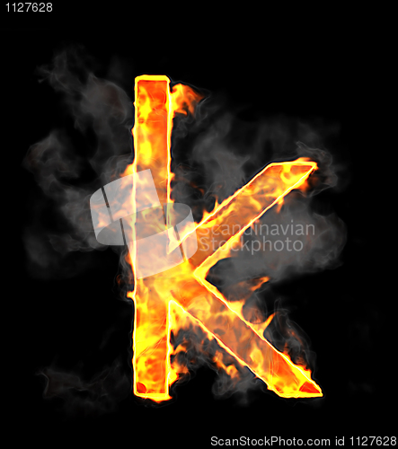 Image of Burning and flame font K letter