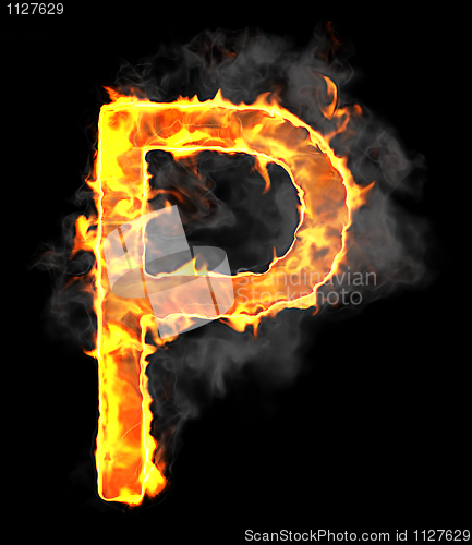 Image of Burning and flame font P letter