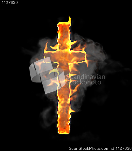 Image of Burning and flame font T letter