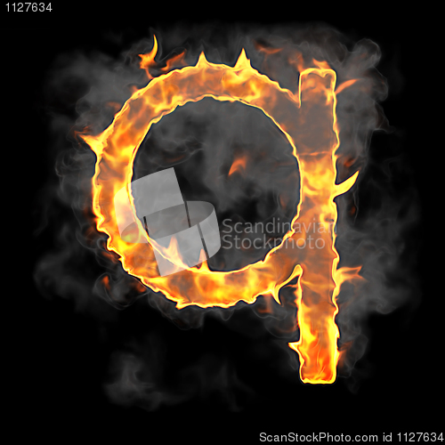 Image of Burning and flame font Q letter