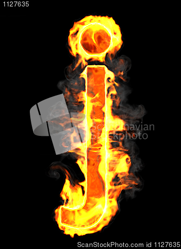 Image of Burning and flame font J letter