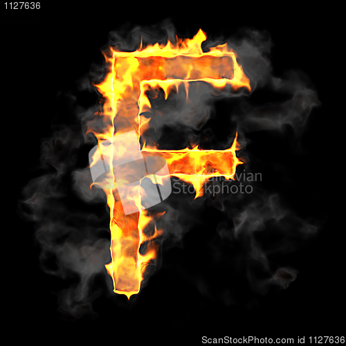 Image of Burning and flame font F letter 