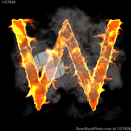 Image of Burning and flame font W letter