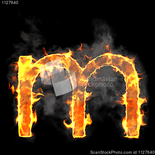 Image of Burning and flame font M letter