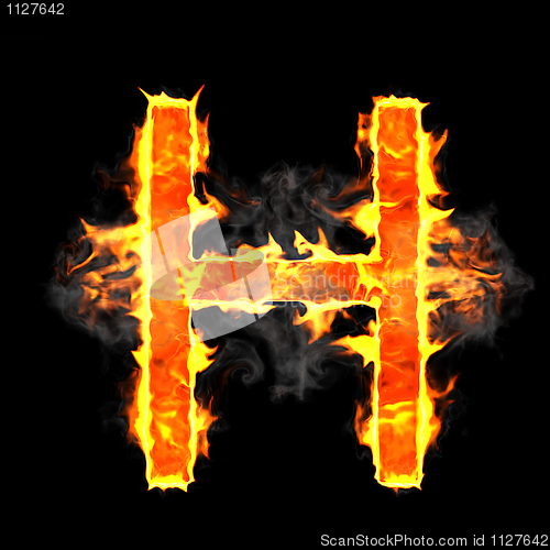 Image of Burning and flame font H letter 