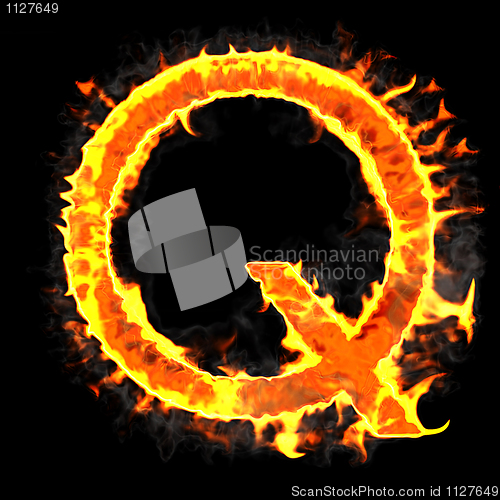 Image of Burning and flame font Q letter 