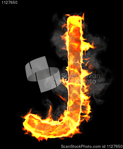 Image of Burning and flame font J letter