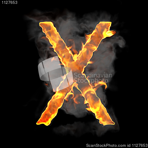 Image of Burning and flame font X letter
