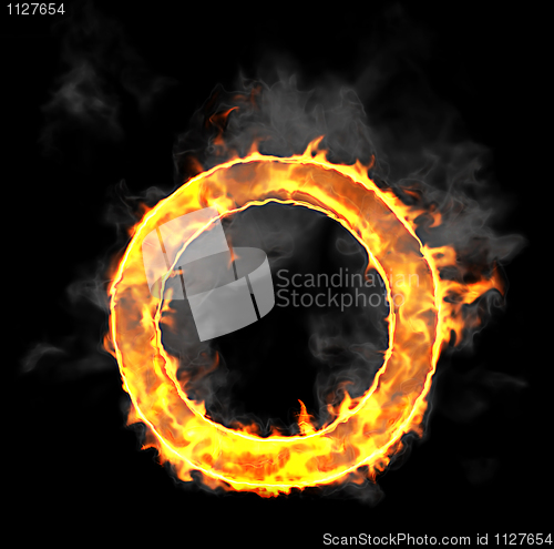 Image of Burning and flame font O letter 