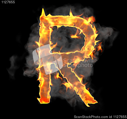 Image of Burning and flame font R letter