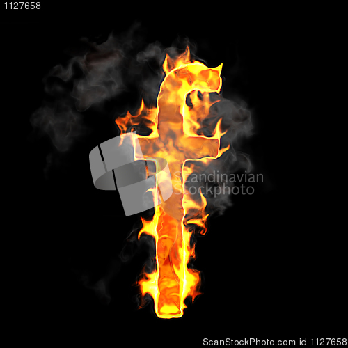 Image of Burning and flame font F letter