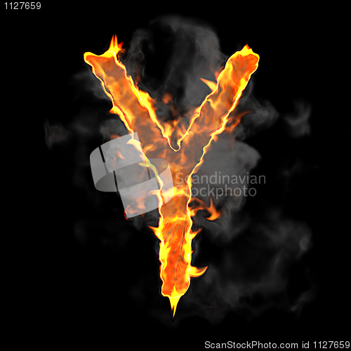 Image of Burning and flame font Y letter