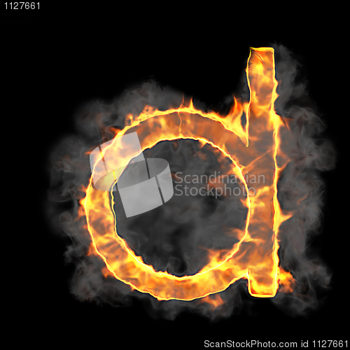 Image of Burning and flame font D letter