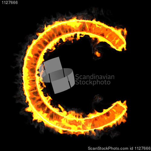 Image of Burning and flame font C letter 