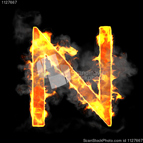 Image of Burning and flame font N letter