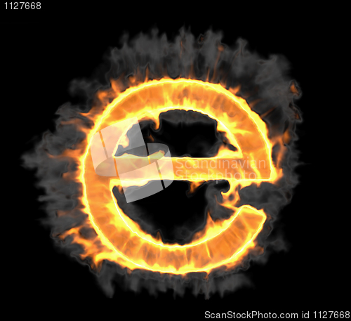 Image of Burning and flame font E letter 