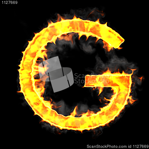 Image of Burning and flame font G letter