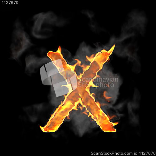 Image of Burning and flame font X letter 