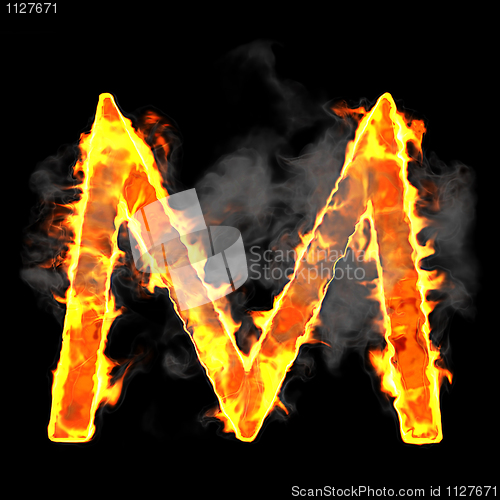 Image of Burning and flame font M letter