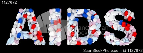 Image of AIDS word: pills and tablets shape