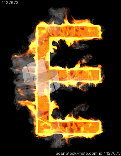 Image of Burning and flame font E letter