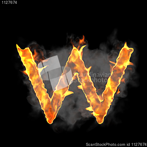 Image of Burning and flame font W letter