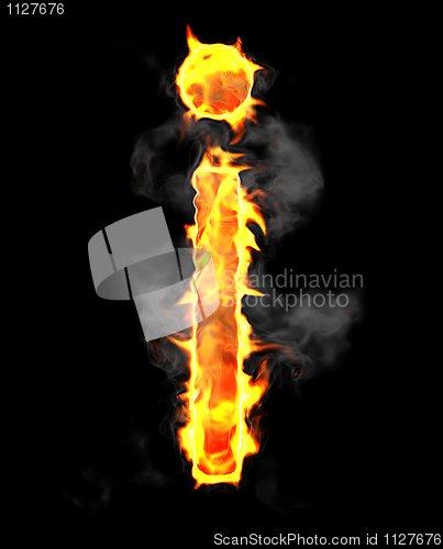 Image of Burning and flame font I letter