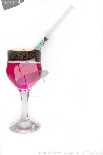 Image of Syringe with poison in a glass