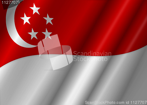 Image of Republic of Singapore Flag Flowing
