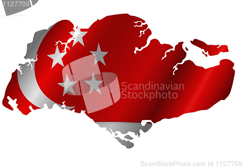 Image of Republic of Singapore Map with Flag Silhouette