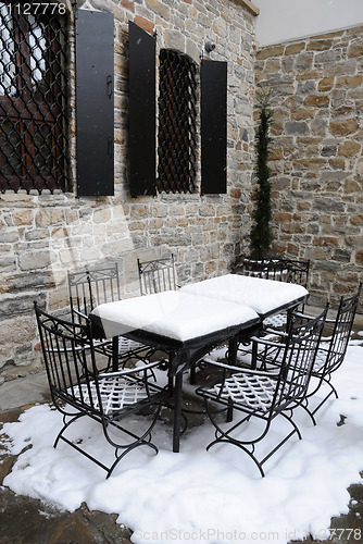 Image of Part of Street Cafe in the Winter