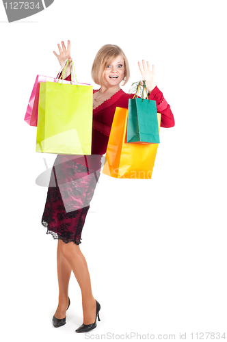 Image of Beautiful woman with shopping bags