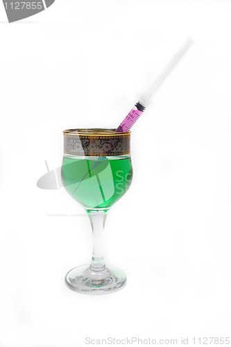 Image of Syringe with poison in a glass