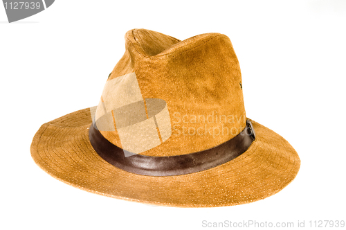Image of fedora style hat suede