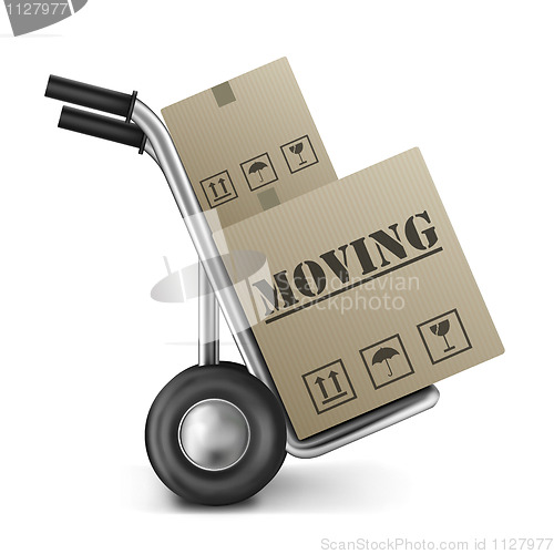 Image of moving cardboard box hand truck