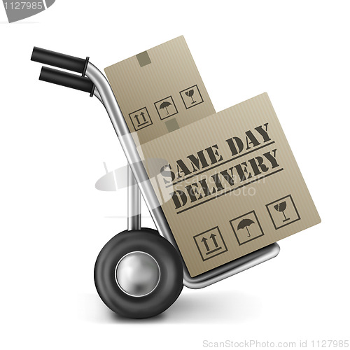 Image of same day delivery cardboard box