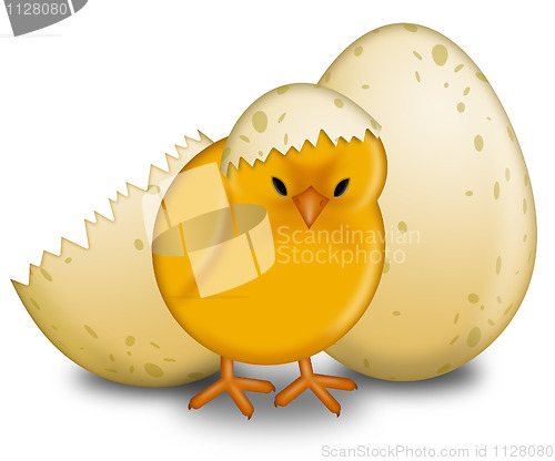 Image of Easter Chick Hatching with Eggs
