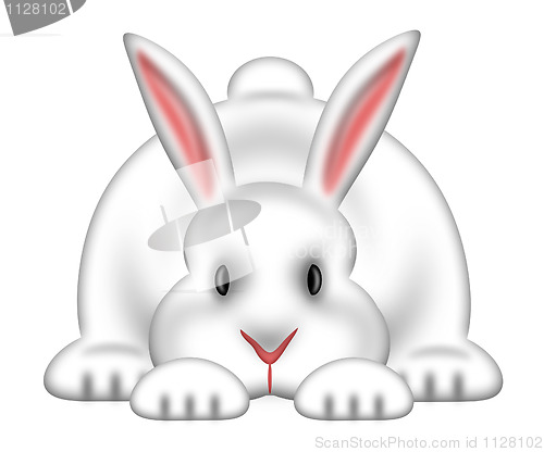 Image of White Easter Bunny Isolated White Background
