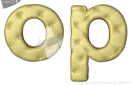 Image of Luxury beige leather font O P letters