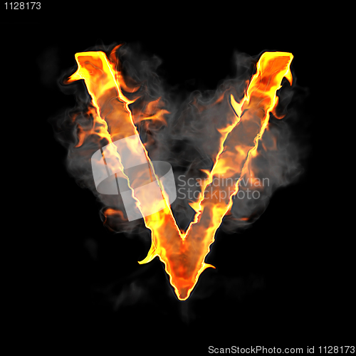 Image of Burning and flame font V letter