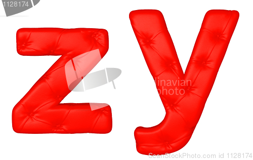 Image of Luxury red leather font Y Z letters