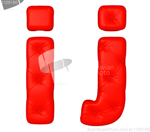 Image of Luxury red leather font J I letters 