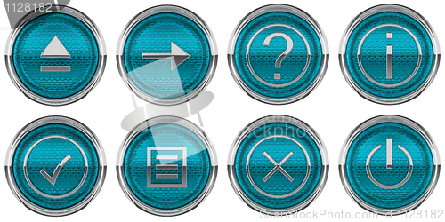 Image of Round Blue Control icons set isolated 