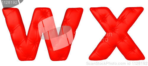 Image of Luxury red leather font W X letters