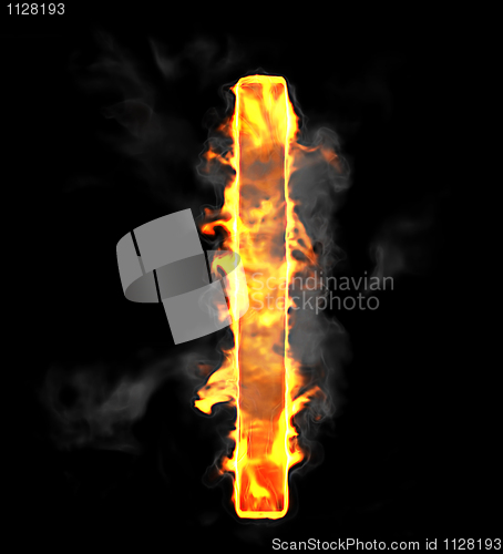 Image of Burning and flame font I letter 