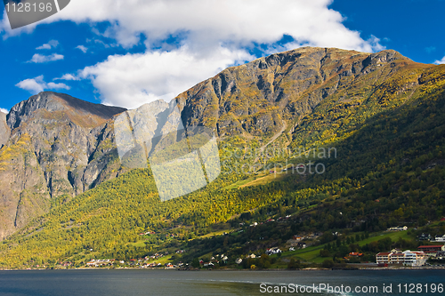 Image of Norwegian fjords: Mountains, blue sky